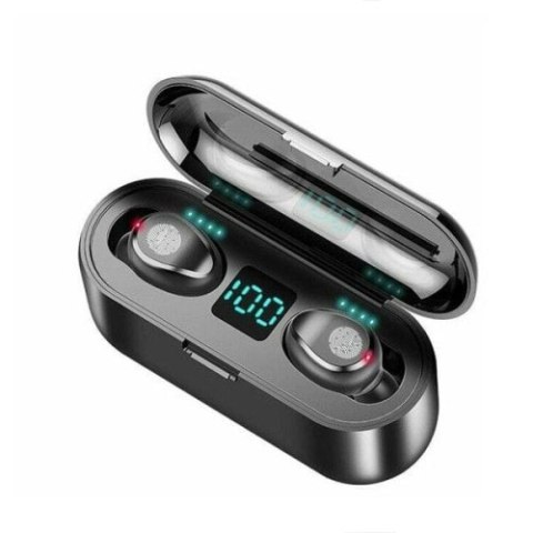 SŁUCHAWKI BLUETOOTH F9+ VER 5 LCD UNIWERSALNE CZARNE TWS DOTYKOWE SŁUCHAWKI BLUETOOTH F9+ VER 5 LCD UNIWERSALNE CZARNE TWS DOTYKOWE