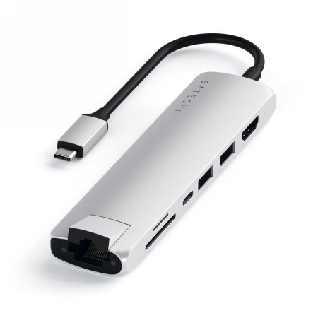 Satechi Aluminium Adapter Slim - aluminiowy adapter podróżny do urządzeń mobilnych USB-C (USB-C, 2x USB-A, 4K HDMI, czytnik kart Satechi Aluminium Adapter Slim - aluminiowy adapter podróżny do urządzeń mobilnych USB-C (USB-C, 2x USB-A, 4K HDMI, czytnik kart