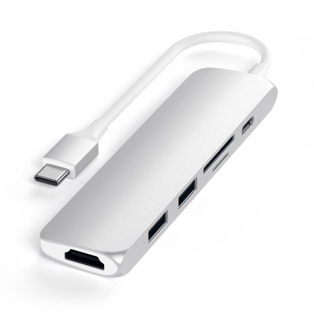 Satechi Aluminium Adapter Slim v2 - aluminiowy adapter podróżny do urządzeń mobilnych USB-C (USB-C, 2x USB-A, 4K HDMI, czytnik k Satechi Aluminium Adapter Slim v2 - aluminiowy adapter podróżny do urządzeń mobilnych USB-C (USB-C, 2x USB-A, 4K HDMI, czytnik k