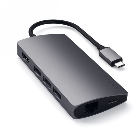 Satechi Aluminium Multiport Adapter V2 - aluminiowy adapter do urządzęń moblinych USB-C ( USB-C, 3x USB-A, 4K HDMI, czytnik kart Satechi Aluminium Multiport Adapter V2 - aluminiowy adapter do urządzęń moblinych USB-C ( USB-C, 3x USB-A, 4K HDMI, czytnik kart
