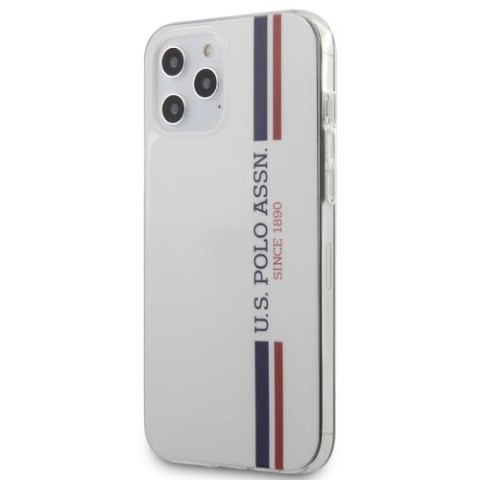 US Polo Assn Shiny Tricolor Stripes - Etui iPhone 12 Pro Max (biały) US Polo Assn Shiny Tricolor Stripes - Etui iPhone 12 Pro Max (biały)