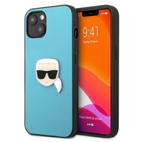 Karl Lagerfeld PU Leather Karl's Head Metal - Etui iPhone 13 mini (niebieski) Karl Lagerfeld PU Leather Karl's Head Metal - Etui iPhone 13 mini (niebieski)