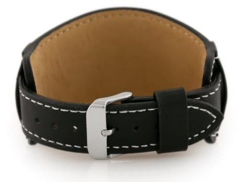 Pasek skórzany do zegarka W85 - podkładka - czarny/biały - 18mm Pasek skórzany do zegarka W85 - podkładka - czarny/biały - 18mm