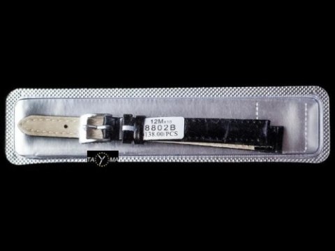 Pasek skórzany do zegarka w pudełku - czarny/czarne - 12mm Pasek skórzany do zegarka w pudełku - czarny/czarne - 12mm