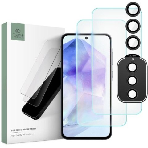 SZKŁO HARTOWANE TECH-PROTECT SUPREME SET GALAXY A55 5G CLEAR SZKŁO HARTOWANE TECH-PROTECT SUPREME SET GALAXY A55 5G CLEAR