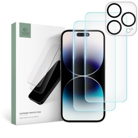 SZKŁO HARTOWANE TECH-PROTECT SUPREME SET IPHONE 15 PRO CLEAR SZKŁO HARTOWANE TECH-PROTECT SUPREME SET IPHONE 15 PRO CLEAR
