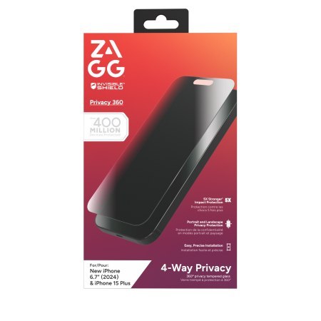 ZAGG InvisibleShield Glass Elite Privacy 360 - szkło prywatyzujące do iPhone 15 Plus / 16 Plus (4 kierunki) ZAGG InvisibleShield Glass Elite Privacy 360 - szkło prywatyzujące do iPhone 15 Plus / 16 Plus (4 kierunki)