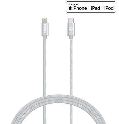 Kanex DuraBraid - Kabel połączeniowy USB-C (Power Delivery) na Lightning certyfikat MFi 1,2 m (Silver) Kanex DuraBraid - Kabel połączeniowy USB-C (Power Delivery) na Lightning certyfikat MFi 1,2 m (Silver)