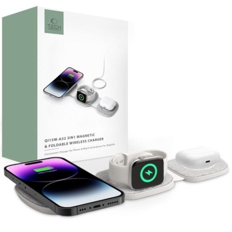 TECH-PROTECT QI15W-A32 3IN1 MAGNETIC MAGSAFE WIRELESS CHARGER GREY TECH-PROTECT QI15W-A32 3IN1 MAGNETIC MAGSAFE WIRELESS CHARGER GREY