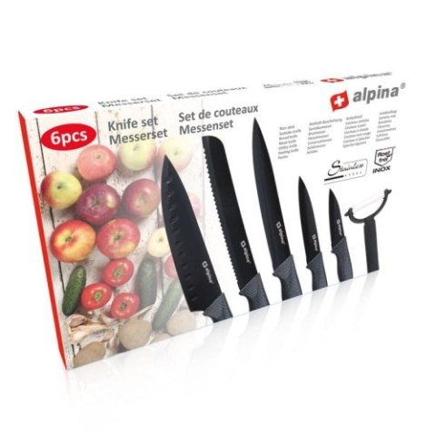Alpina - Zestaw noży ze stali nierdzewnej INOX 6 szt. (czarny) Alpina - Zestaw noży ze stali nierdzewnej INOX 6 szt. (czarny)