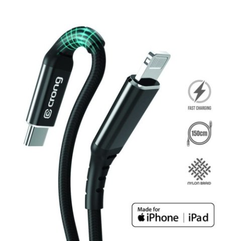 Crong Armor Link - Kabel USB-C Lightning Fast Charging z certyfikat MFi 150cm (czarny) Crong Armor Link - Kabel USB-C Lightning Fast Charging z certyfikat MFi 150cm (czarny)