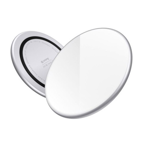 Crong PowerSpot Fast Wireless Charger - Aluminiowa ładowarka bezprzewodowa Qi 15W USB-C z powłoką ze szkła hartowanego (Silver W Crong PowerSpot Fast Wireless Charger - Aluminiowa ładowarka bezprzewodowa Qi 15W USB-C z powłoką ze szkła hartowanego (Silver W
