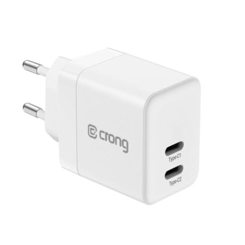 Crong Ultra Compact GaN - Ładowarka sieciowa 2x USB-C 35W PD 3.0 z PPS (biały) Crong Ultra Compact GaN - Ładowarka sieciowa 2x USB-C 35W PD 3.0 z PPS (biały)