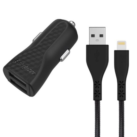 Energizer HardCase - Ładowarka samochodowa 2x USB-A 17W 3.4A + Kabel Lightning certyfikat MFi (Czarny) Energizer HardCase - Ładowarka samochodowa 2x USB-A 17W 3.4A + Kabel Lightning certyfikat MFi (Czarny)
