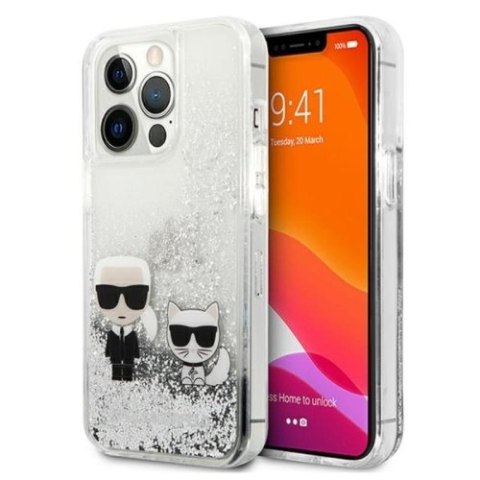 Karl Lagerfeld Liquid Glitter Karl & Choupette - Etui iPhone 13 Pro Max (srebrny) Karl Lagerfeld Liquid Glitter Karl & Choupette - Etui iPhone 13 Pro Max (srebrny)