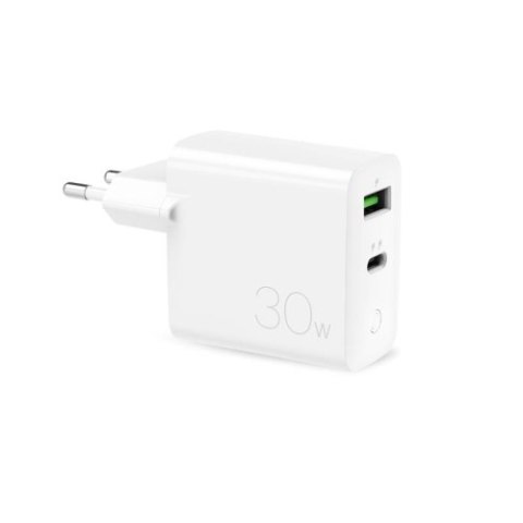 PURO Mini Fast Travel Charger - Szybka ładowarka sieciowa USB-A + USB-C Power Delivery 30W (biały) PURO Mini Fast Travel Charger - Szybka ładowarka sieciowa USB-A + USB-C Power Delivery 30W (biały)