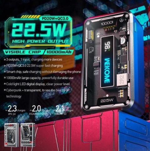 WEKOME WP-395 Vanguard Series - Power bank 10000 mAh Super Charging PD 20W + QC 22.5W (Czarny) WEKOME WP-395 Vanguard Series - Power bank 10000 mAh Super Charging PD 20W + QC 22.5W (Czarny)