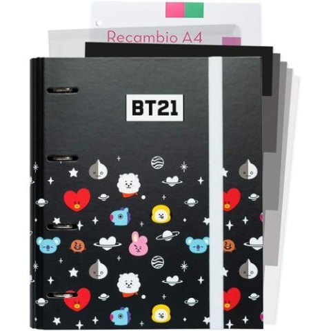BT21 - Segregator A4 z kartkami (4 ringi, gumka) BT21 - Segregator A4 z kartkami (4 ringi, gumka)