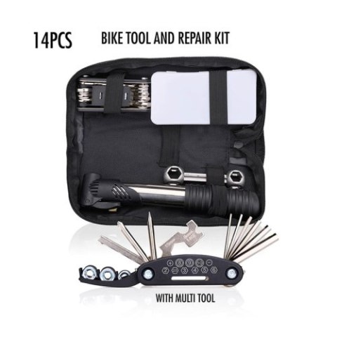 Bicycle Gear - Zestaw narzędzi rowerowych w etui 14 elementów Bicycle Gear - Zestaw narzędzi rowerowych w etui 14 elementów