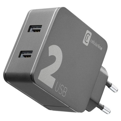 Cellularline Multipower 2 - Ładowarka sieciowa 2x USB-A 12W + 12W (czarny) Cellularline Multipower 2 - Ładowarka sieciowa 2x USB-A 12W + 12W (czarny)