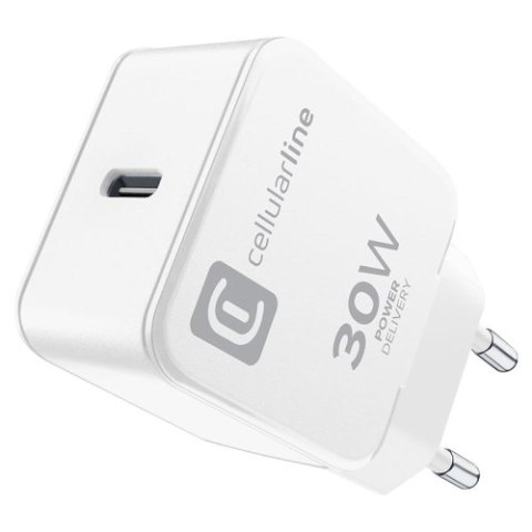 Cellularline The One - Ładowarka sieciowa USB-C Power Delivery 30W (biały) Cellularline The One - Ładowarka sieciowa USB-C Power Delivery 30W (biały)