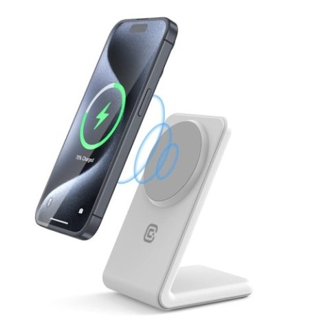 Crong MagSpot Stand - Ładowarka bezprzewodowa 2w1 z MagSafe do iPhone i AirPods (biały) Crong MagSpot Stand - Ładowarka bezprzewodowa 2w1 z MagSafe do iPhone i AirPods (biały)