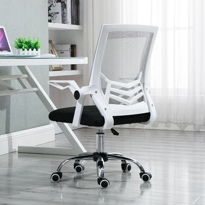 Ergonomiczny obrotowy fotel biurowy, krzesło z siatki- biało/czarny Ergonomiczny obrotowy fotel biurowy, krzesło z siatki- biało/czarny