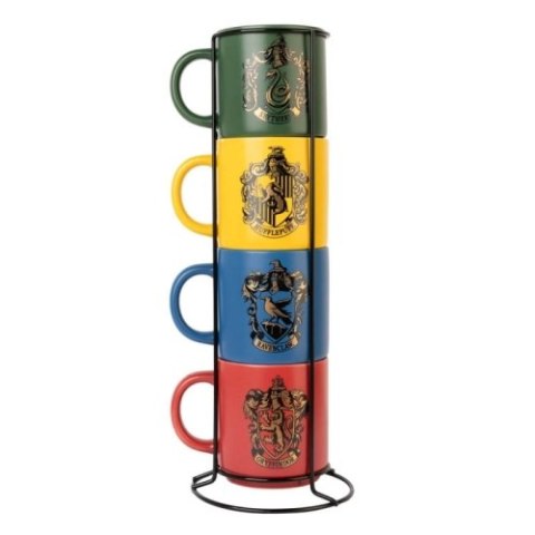 Harry Potter - Zestaw kubków ceramicznych ze stojakiem 300 ml 4 szt. Hogwart Houses Harry Potter - Zestaw kubków ceramicznych ze stojakiem 300 ml 4 szt. Hogwart Houses