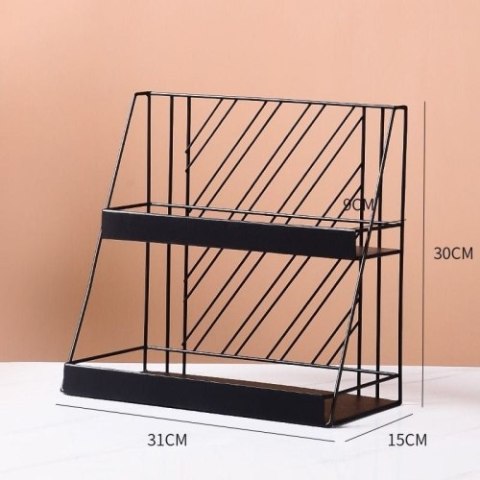 Metalowa, dwupoziomowa półka na kosmetyki styl LOFT - czarna Metalowa, dwupoziomowa półka na kosmetyki styl LOFT - czarna