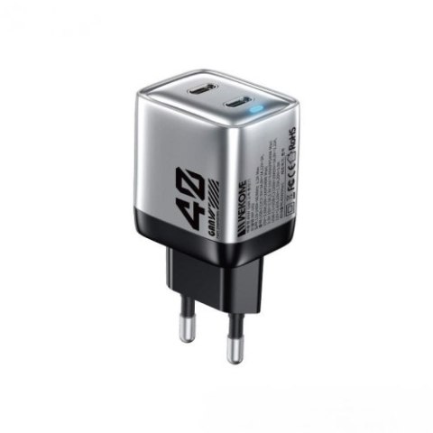 WEKOME WP-U02 Mecha Series - Ładowarka sieciowa 2x USB-C Super Fast Charger GaN 40W (Srebrny) WEKOME WP-U02 Mecha Series - Ładowarka sieciowa 2x USB-C Super Fast Charger GaN 40W (Srebrny)