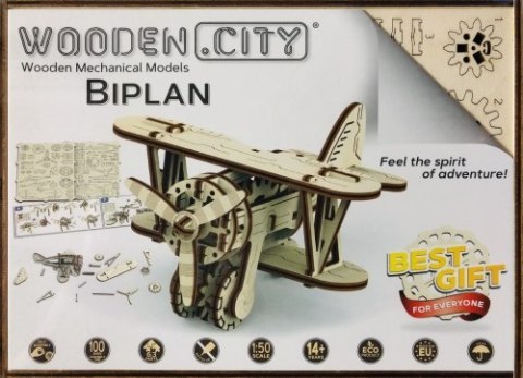 Drewniane Puzzle 3D - Dwupłatowy samolot Biplane Drewniane Puzzle 3D - Dwupłatowy samolot Biplane