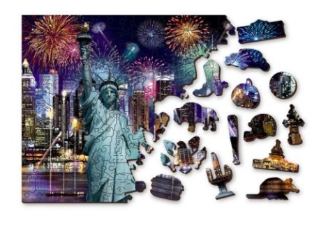 Drewniane Puzzle z figurkami - Nowy Jork nocą rozm. L, 400 elementów Drewniane Puzzle z figurkami - Nowy Jork nocą rozm. L, 400 elementów