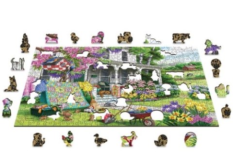 Drewniane Puzzle z figurkami - Wiejski ogród, 505 elementów Drewniane Puzzle z figurkami - Wiejski ogród, 505 elementów