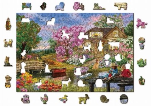 Drewniane Puzzle z figurkami - Wiosenny Domek, 505 elementów Drewniane Puzzle z figurkami - Wiosenny Domek, 505 elementów