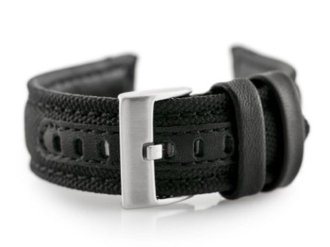 Pasek skórzany do zegarka W34 - PREMIUM - czarny/czarne - 24mm Pasek skórzany do zegarka W34 - PREMIUM - czarny/czarne - 24mm