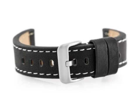 Pasek skórzany do zegarka W48 - PREMIUM - czarny/białe - 20mm Pasek skórzany do zegarka W48 - PREMIUM - czarny/białe - 20mm
