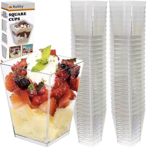 Pucharki kwadratowe- 50szt. 120ml Ruhhy 21164 Pucharki kwadratowe- 50szt. 120ml Ruhhy 21164