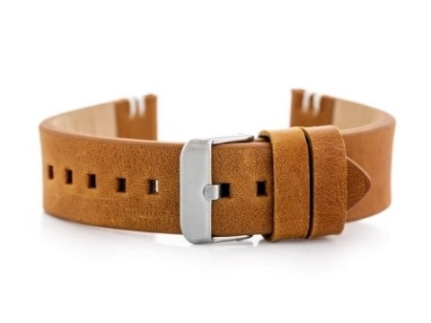 Pasek skórzany do zegarka W110 - brąz/białe - 22mm Pasek skórzany do zegarka W110 - brąz/białe - 22mm
