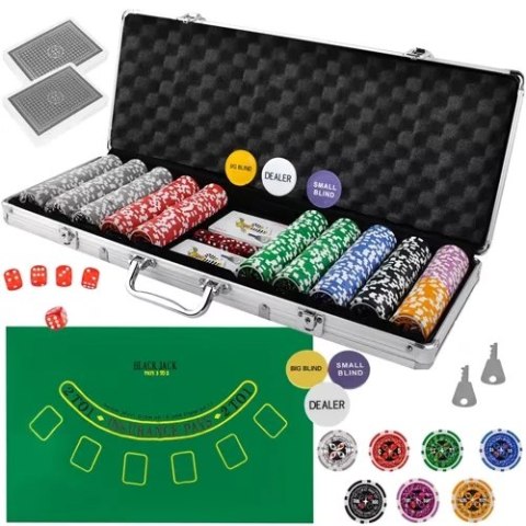 Poker - zestaw 500 żetonów w walizce HQ 23529 Poker - zestaw 500 żetonów w walizce HQ 23529