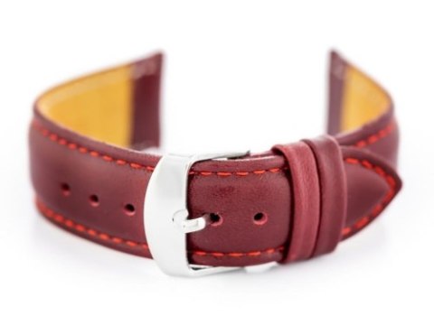 Pasek skórzany do zegarka W83L - bordowy - 22mm Pasek skórzany do zegarka W83L - bordowy - 22mm