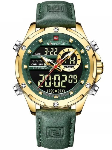 ZEGAREK MĘSKI NF9208 G/GN/GN - CHRONOGRAF + BOX ZEGAREK MĘSKI NF9208 G/GN/GN - CHRONOGRAF + BOX