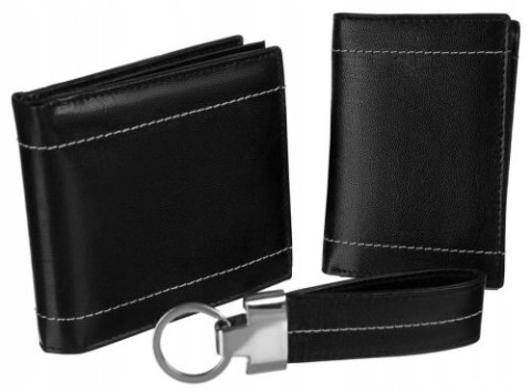 Zestaw prezentowy: skórzane portfel, etui i brelok - 4U Cavaldi Zestaw prezentowy: skórzane portfel, etui i brelok - 4U Cavaldi